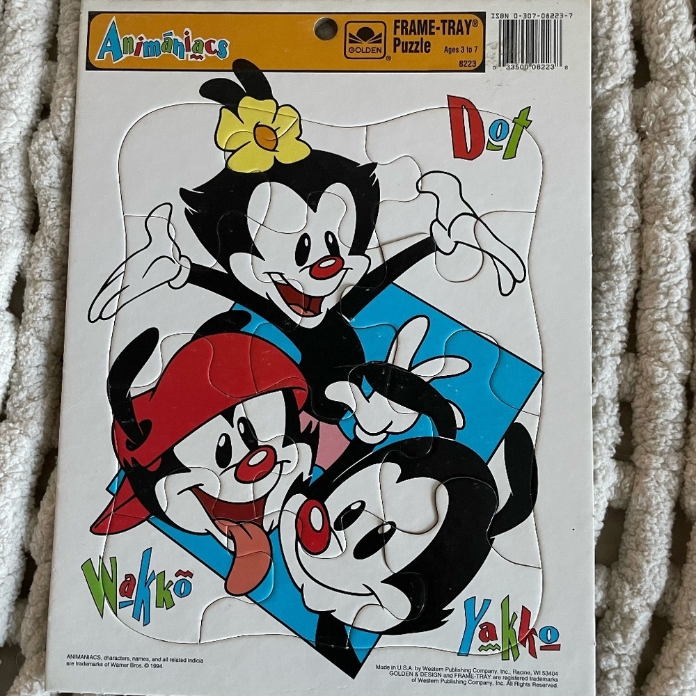 GOLDEN & DESIGN ANIMANIACS FRAME TRAY PUZZLE WARNER BROS 1994